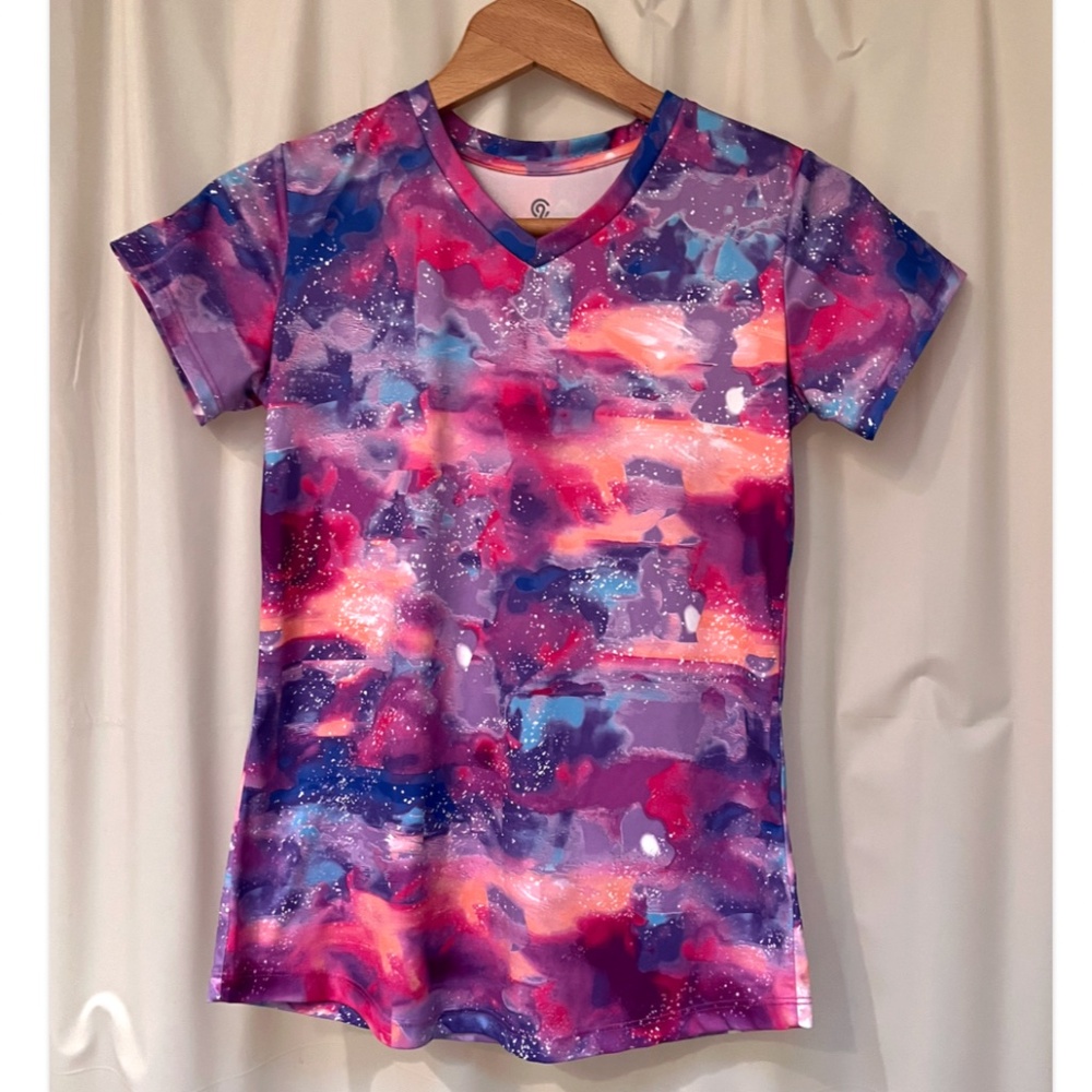 champion c9 girls v-neck galactic pink purple multicolor t-shirt XL 14-16